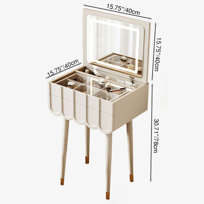 Modern Minimalist Rectangular High-Density Eco-Friendly Board Makeup Vanity 4-Leg 2-Drawer For Bedroom