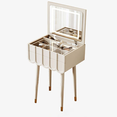 Modern Minimalist Rectangular High-Density Eco-Friendly Board Makeup Vanity 4-Leg 2-Drawer For Bedroom