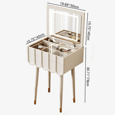 Modern Minimalist Rectangular High-Density Eco-Friendly Board Makeup Vanity 4-Leg 2-Drawer For Bedroom