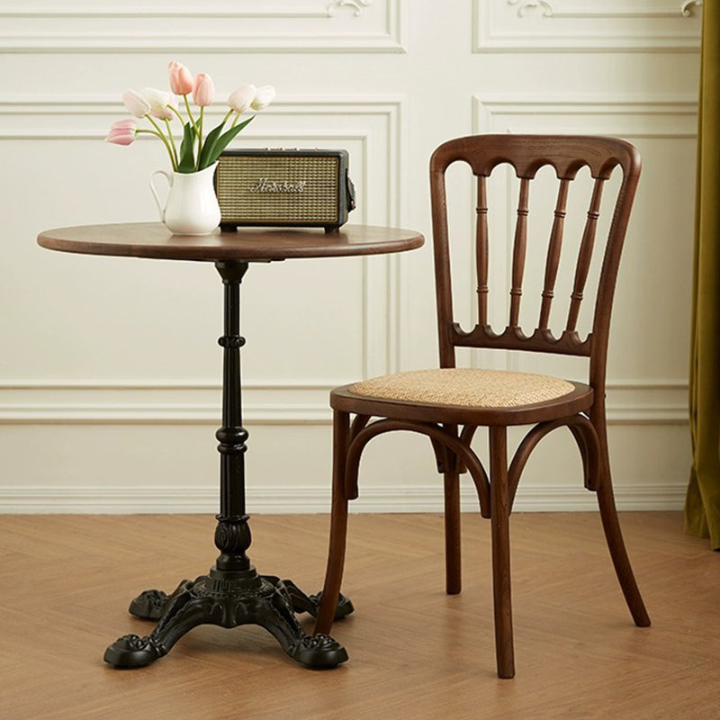 Modern Minimalist Oval Seat Solid Wood Resin Rattan Sponge Dining Chair Backrest For Dining Room