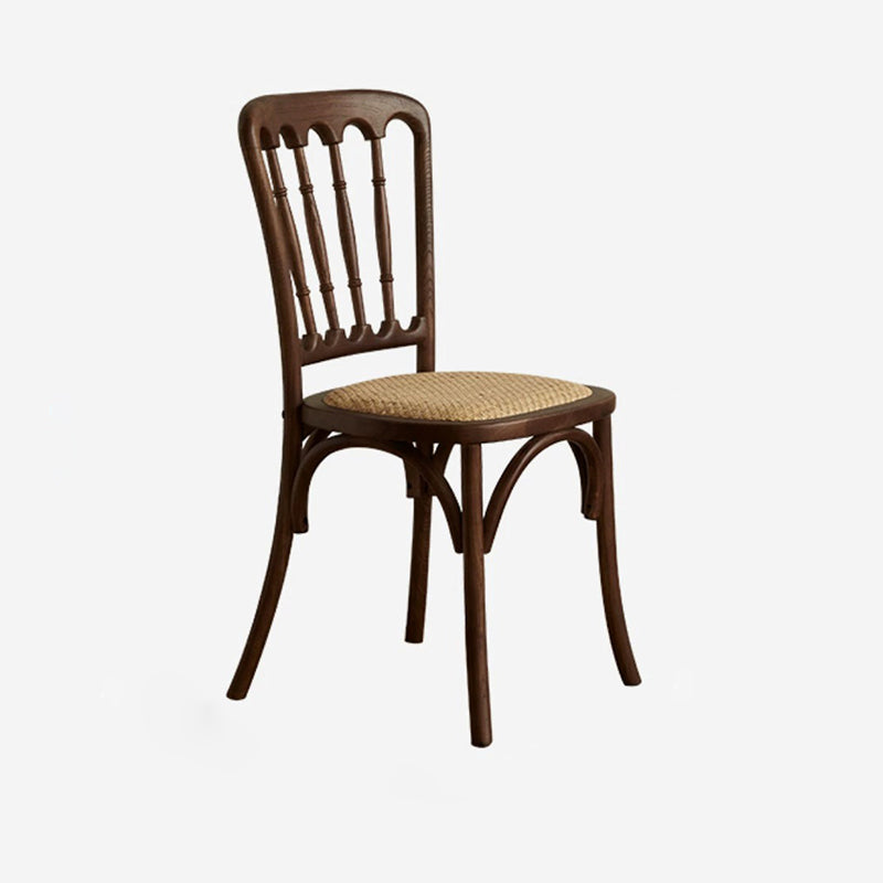 Modern Minimalist Oval Seat Solid Wood Resin Rattan Sponge Dining Chair Backrest For Dining Room