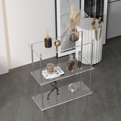 Modern Minimalist Rectangular Polystyrene Carbon Steel End Table 3/4-Tier 4-Leg For Living Room