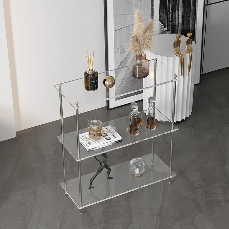 Modern Minimalist Rectangular Polystyrene Carbon Steel End Table 3/4-Tier 4-Leg For Living Room