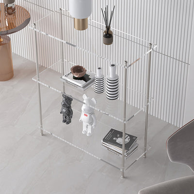 Modern Minimalist Rectangular Polystyrene Carbon Steel End Table 3/4-Tier 4-Leg For Living Room