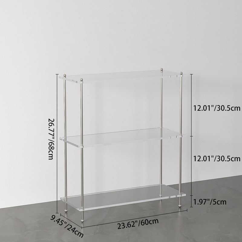 Modern Minimalist Rectangular Polystyrene Carbon Steel End Table 3/4-Tier 4-Leg For Living Room