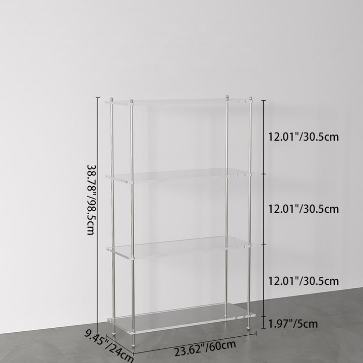 Modern Minimalist Rectangular Polystyrene Carbon Steel End Table 3/4-Tier 4-Leg For Living Room