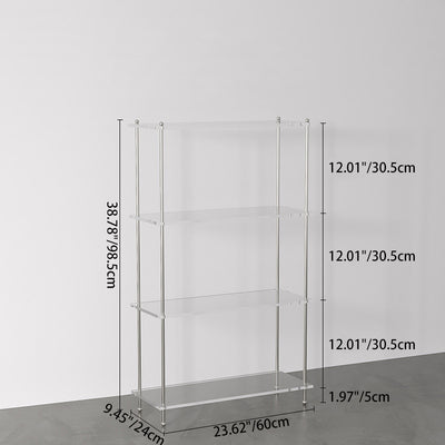 Modern Minimalist Rectangular Polystyrene Carbon Steel End Table 3/4-Tier 4-Leg For Living Room