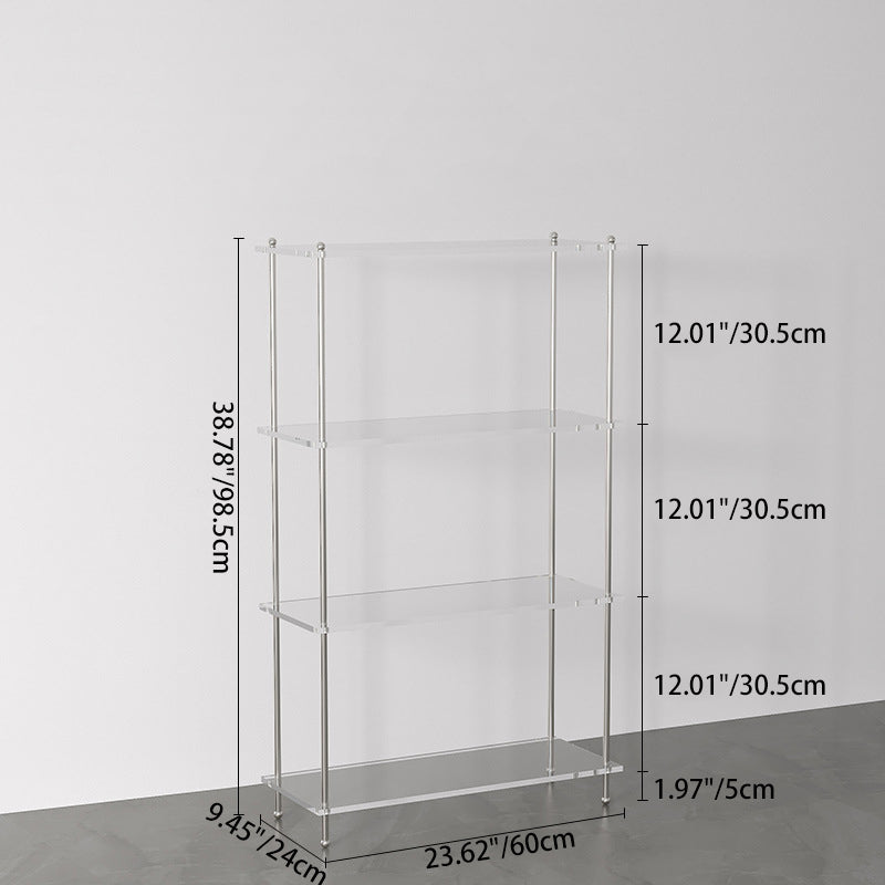 Modern Minimalist Rectangular Polystyrene Carbon Steel End Table 3/4-Tier 4-Leg For Living Room