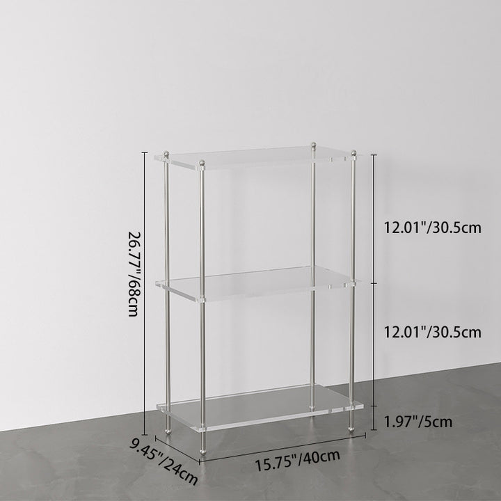 Modern Minimalist Rectangular Polystyrene Carbon Steel End Table 3/4-Tier 4-Leg For Living Room