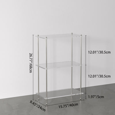 Modern Minimalist Rectangular Polystyrene Carbon Steel End Table 3/4-Tier 4-Leg For Living Room
