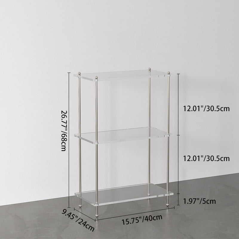 Modern Minimalist Rectangular Polystyrene Carbon Steel End Table 3/4-Tier 4-Leg For Living Room