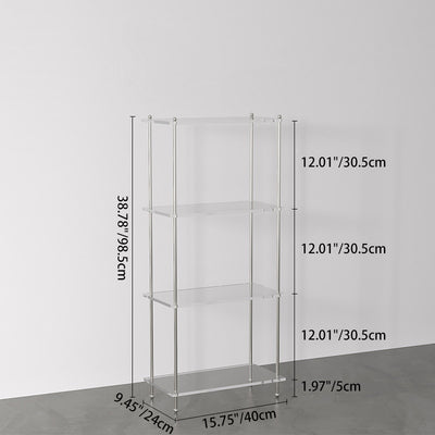Modern Minimalist Rectangular Polystyrene Carbon Steel End Table 3/4-Tier 4-Leg For Living Room