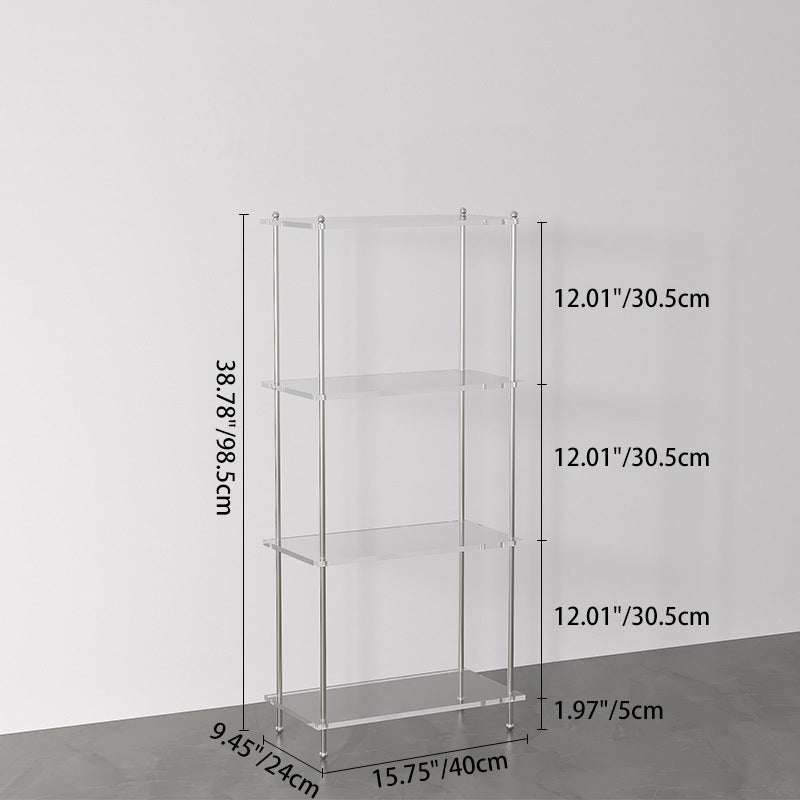 Modern Minimalist Rectangular Polystyrene Carbon Steel End Table 3/4-Tier 4-Leg For Living Room