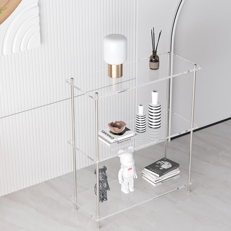 Modern Minimalist Rectangular Polystyrene Carbon Steel End Table 3/4-Tier 4-Leg For Living Room