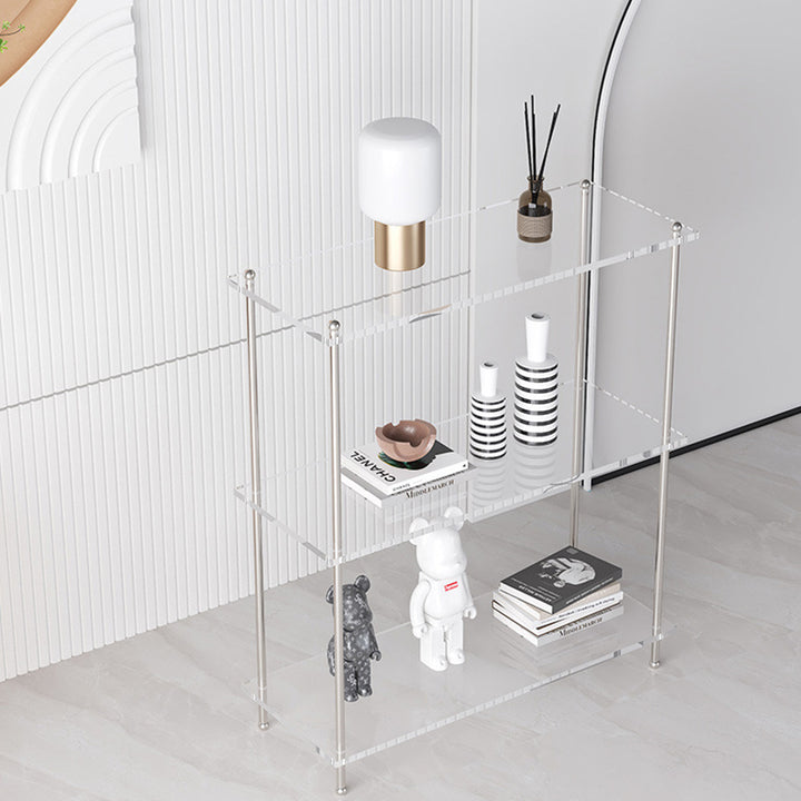Modern Minimalist Rectangular Polystyrene Carbon Steel End Table 3/4-Tier 4-Leg For Living Room