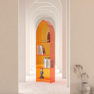 Modern Minimalist Curved Acrylic Bookshelves 3/4-Tier For Home Office