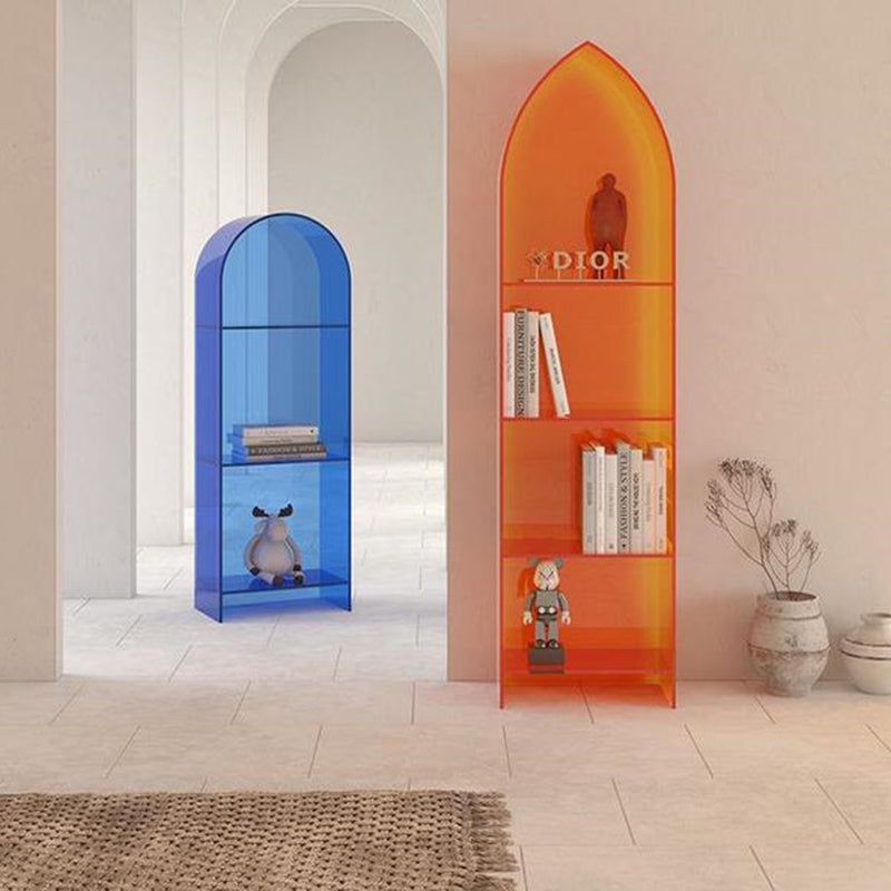 Modern Minimalist Curved Acrylic Bookshelves 3/4-Tier For Home Office