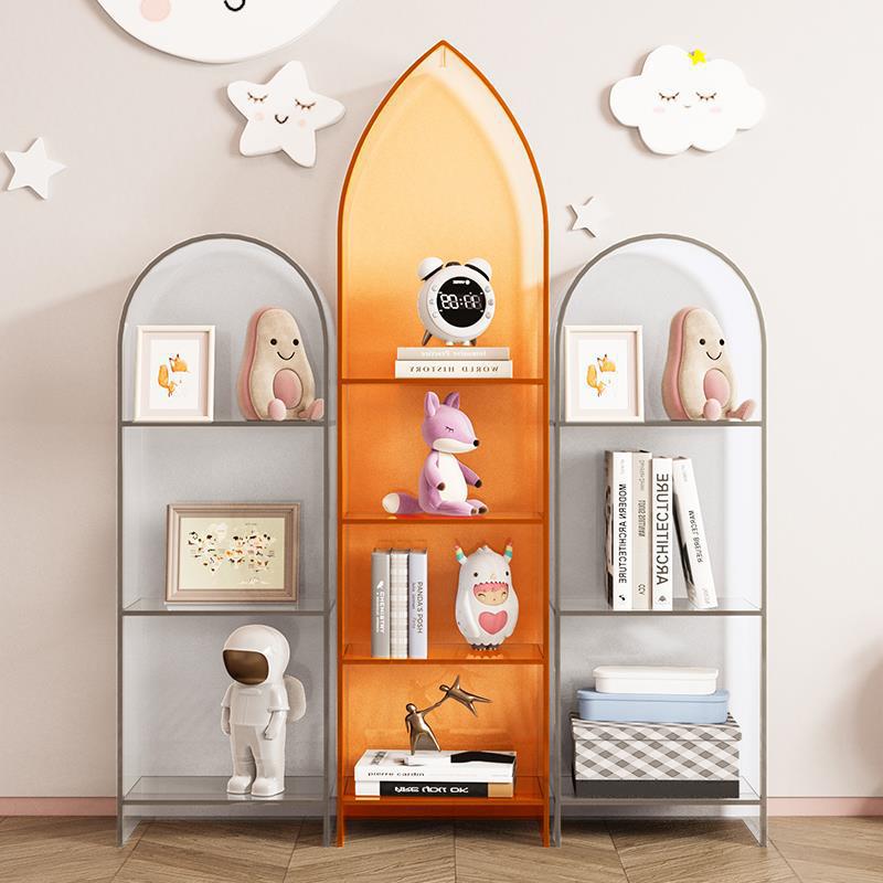 Modern Minimalist Curved Acrylic Bookshelves 3/4-Tier For Home Office