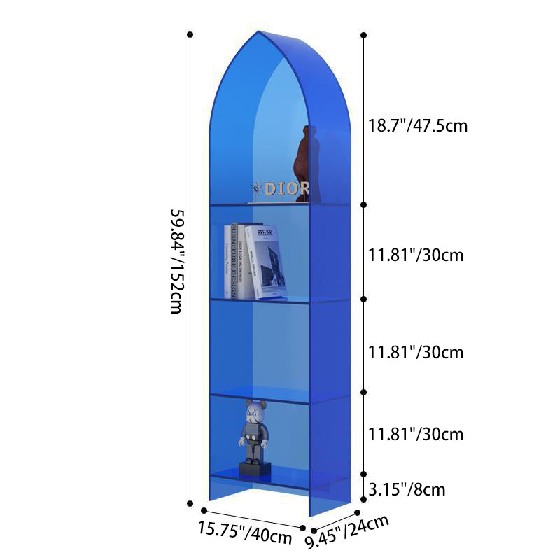 Modern Minimalist Curved Acrylic Bookshelves 3/4-Tier For Home Office