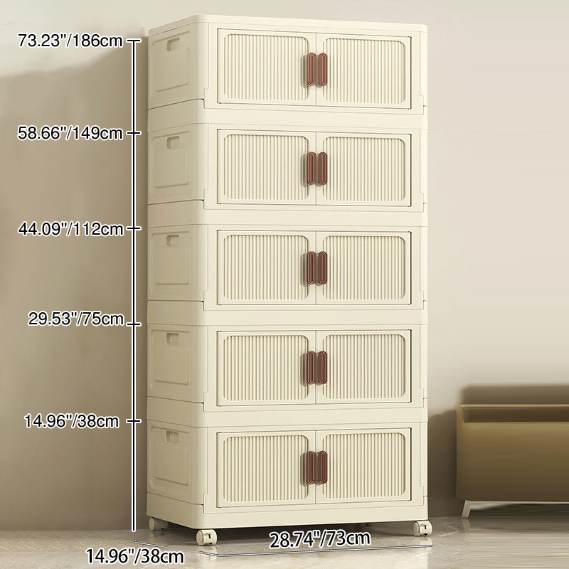 Modern Minimalist Rectangular Polypropylene Storage Cabinet 2/3/4/5-Drawer Movable For Bedroom