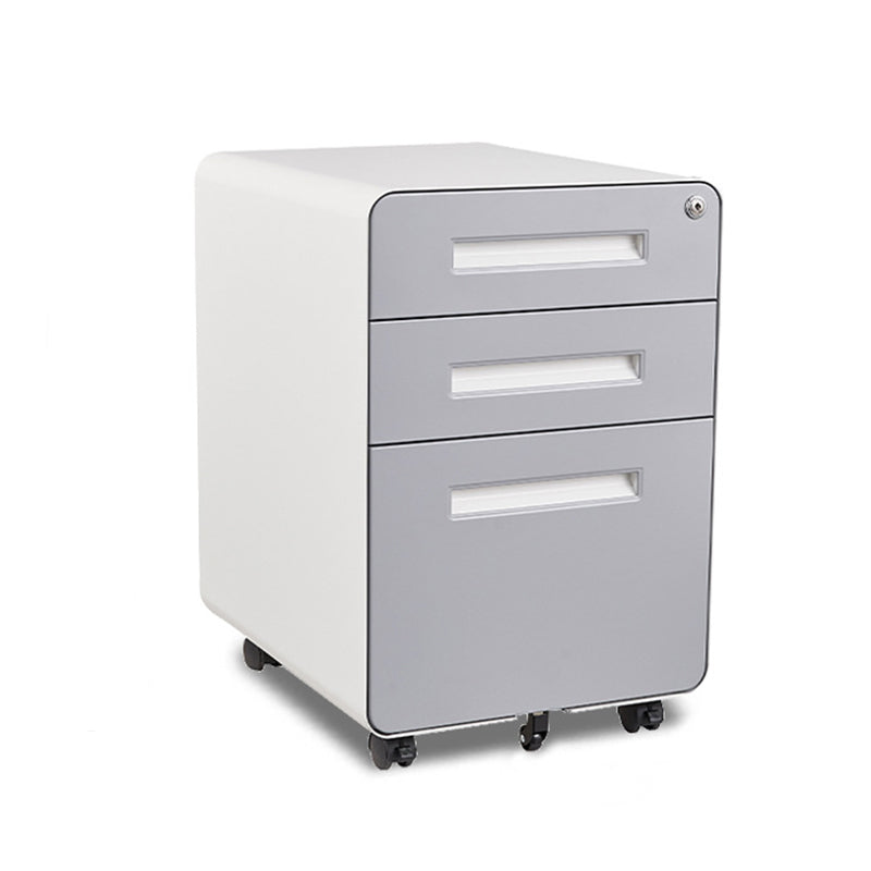 Modern Minimalist Rectangular Cold-Rolled Steel Storage Cabinet 3-Drawer Movable For Home Office