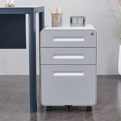 Modern Minimalist Rectangular Cold-Rolled Steel Storage Cabinet 3-Drawer Movable For Home Office