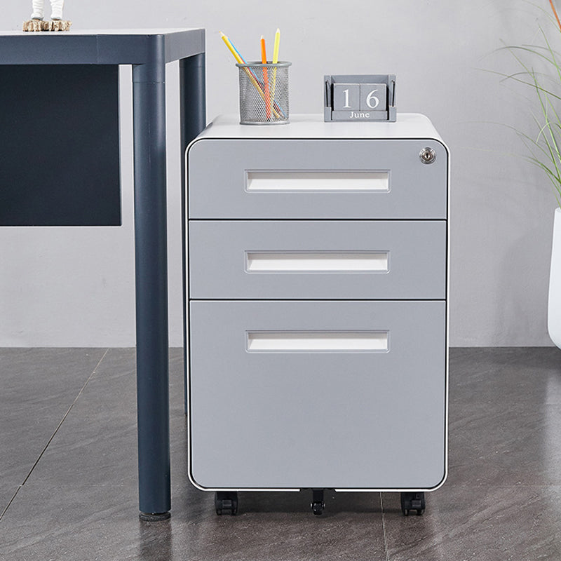 Modern Minimalist Rectangular Cold-Rolled Steel Storage Cabinet 3-Drawer Movable For Home Office