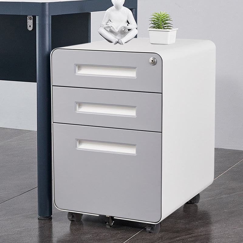 Modern Minimalist Rectangular Cold-Rolled Steel Storage Cabinet 3-Drawer Movable For Home Office