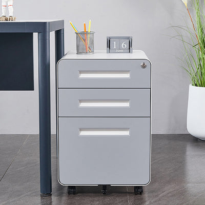 Modern Minimalist Rectangular Cold-Rolled Steel Storage Cabinet 3-Drawer Movable For Home Office