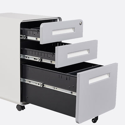 Modern Minimalist Rectangular Cold-Rolled Steel Storage Cabinet 3-Drawer Movable For Home Office