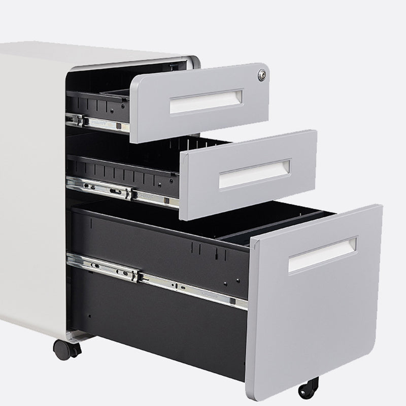 Modern Minimalist Rectangular Cold-Rolled Steel Storage Cabinet 3-Drawer Movable For Home Office