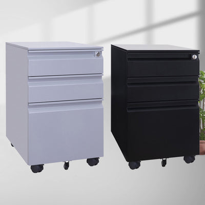 Modern Minimalist Rectangular Cold-Rolled Steel Storage Cabinet 3-Drawer Movable For Home Office