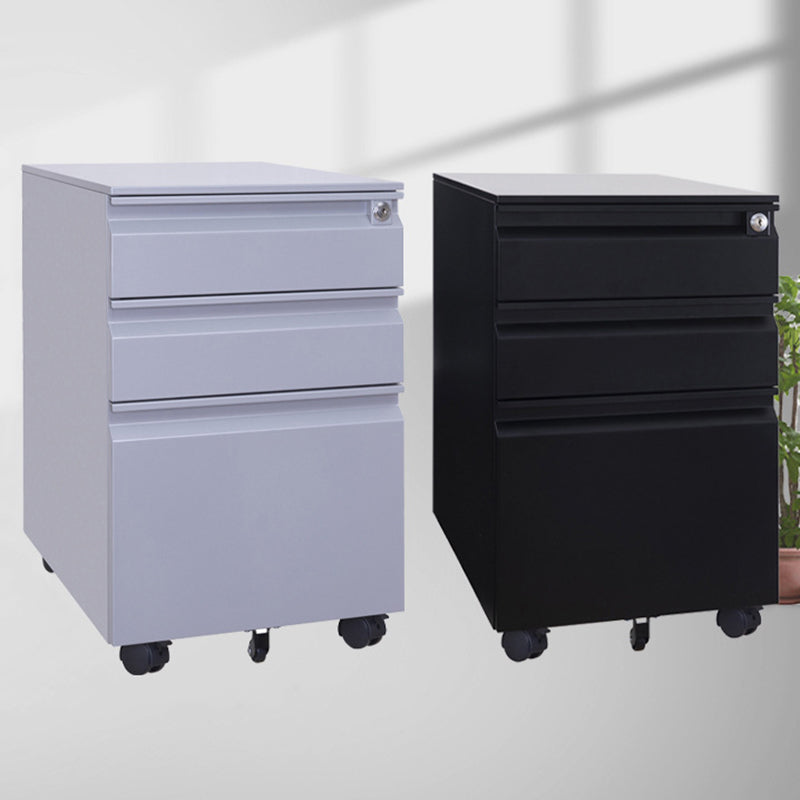 Modern Minimalist Rectangular Cold-Rolled Steel Storage Cabinet 3-Drawer Movable For Home Office