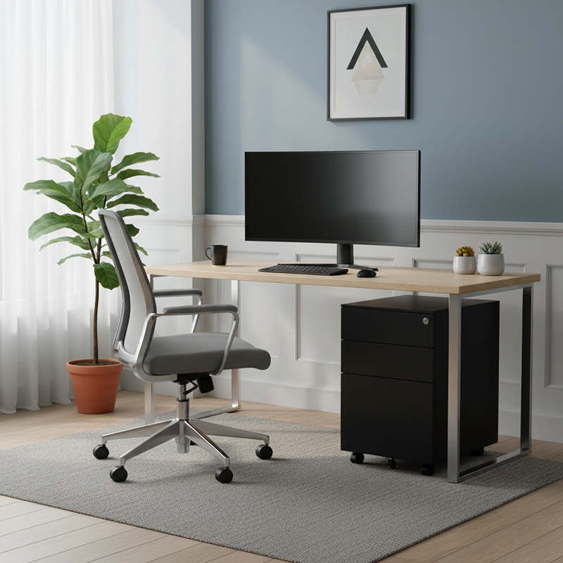 Modern Minimalist Rectangular Cold-Rolled Steel Storage Cabinet 3-Drawer Movable For Home Office