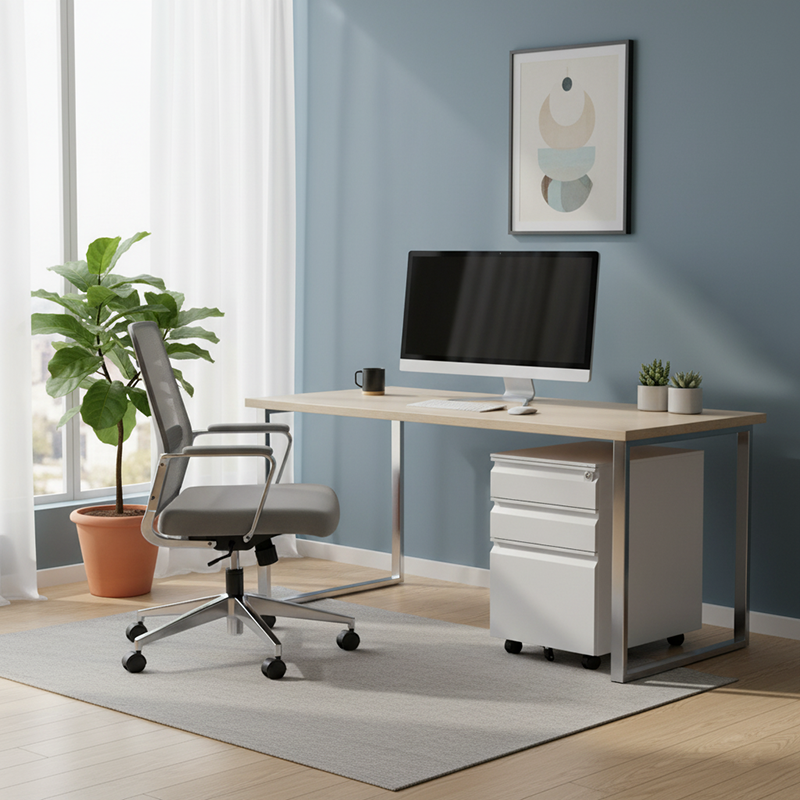 Modern Minimalist Rectangular Cold-Rolled Steel Storage Cabinet 3-Drawer Movable For Home Office