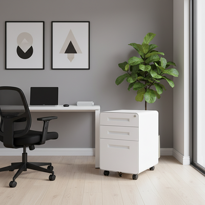 Modern Minimalist Rectangular Cold-Rolled Steel Storage Cabinet 3-Drawer Movable For Home Office