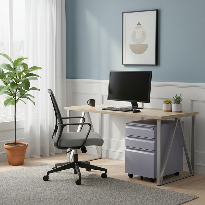 Modern Minimalist Rectangular Cold-Rolled Steel Storage Cabinet 3-Drawer Movable For Home Office