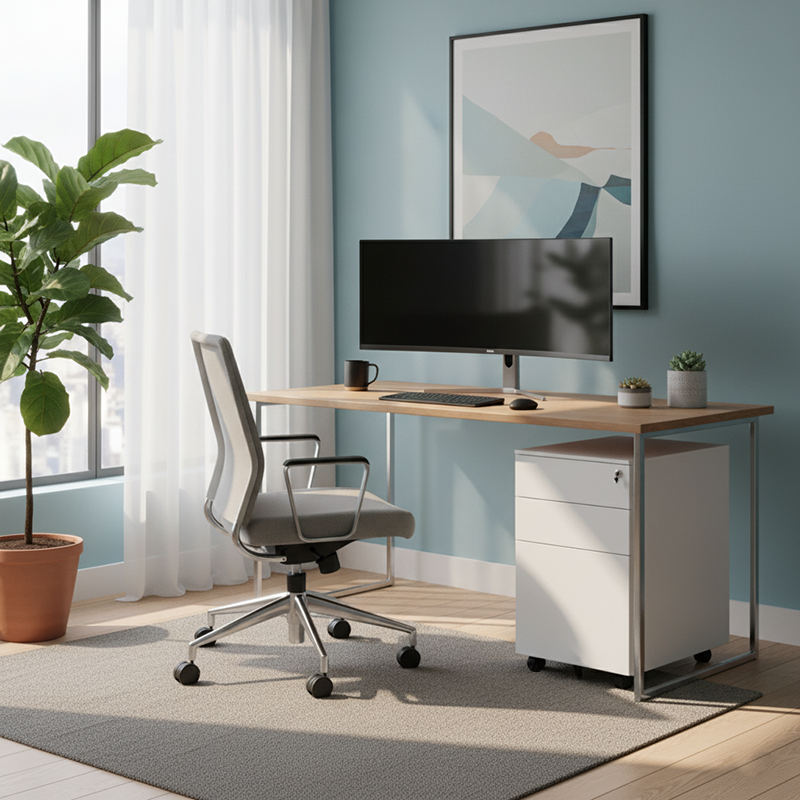 Modern Minimalist Rectangular Cold-Rolled Steel Storage Cabinet 3-Drawer Movable For Home Office