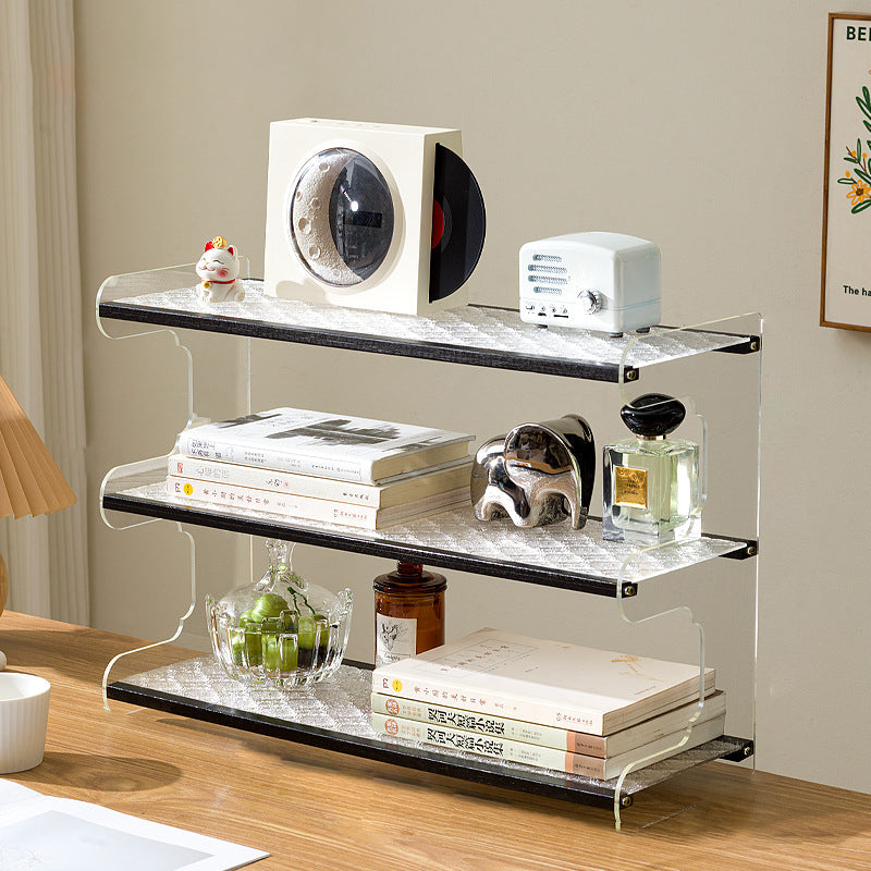 Moderne minimalistische rechteckige Bücherregale aus Bambus, Acryl, Acrylnitril-Butadien-Styrol 2/3/4-stufig für Zuhause und Büro 