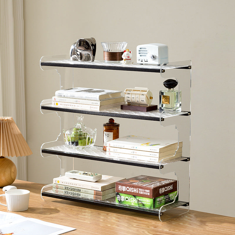 Modern Minimalist Rectangular Bamboo Acrylic Acrylonitrile Butadiene Styrene Bookshelves 2/3/4-Tier For Home Office