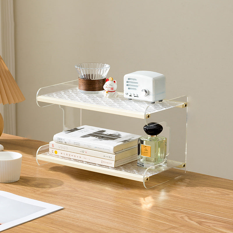 Modern Minimalist Rectangular Bamboo Acrylic Acrylonitrile Butadiene Styrene Bookshelves 2/3/4-Tier For Home Office
