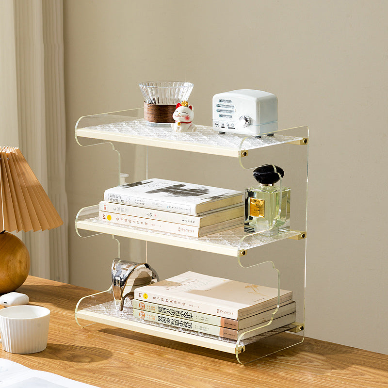 Moderne minimalistische rechteckige Bücherregale aus Bambus, Acryl, Acrylnitril-Butadien-Styrol 2/3/4-stufig für Zuhause und Büro 