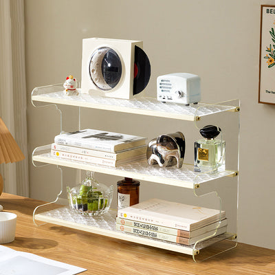 Modern Minimalist Rectangular Bamboo Acrylic Acrylonitrile Butadiene Styrene Bookshelves 2/3/4-Tier For Home Office