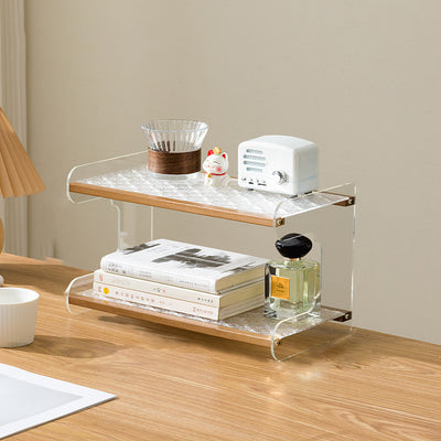 Modern Minimalist Rectangular Bamboo Acrylic Acrylonitrile Butadiene Styrene Bookshelves 2/3/4-Tier For Home Office