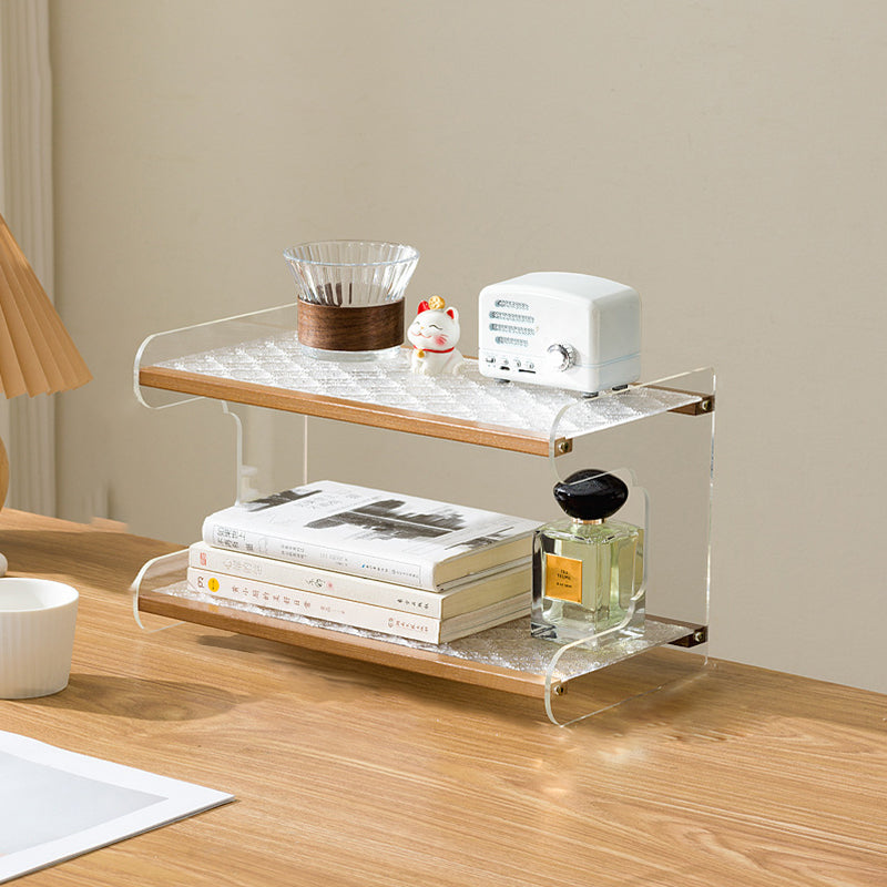 Modern Minimalist Rectangular Bamboo Acrylic Acrylonitrile Butadiene Styrene Bookshelves 2/3/4-Tier For Home Office