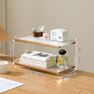 Modern Minimalist Rectangular Bamboo Acrylic Acrylonitrile Butadiene Styrene Bookshelves 2/3/4-Tier For Home Office