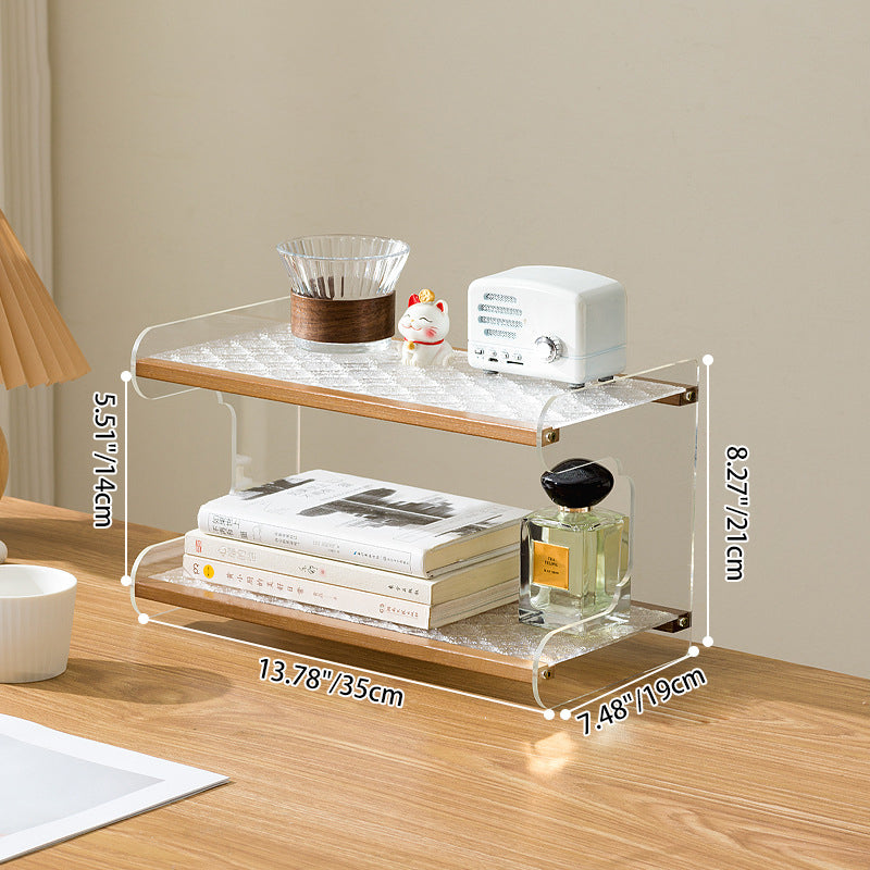 Modern Minimalist Rectangular Bamboo Acrylic Acrylonitrile Butadiene Styrene Bookshelves 2/3/4-Tier For Home Office