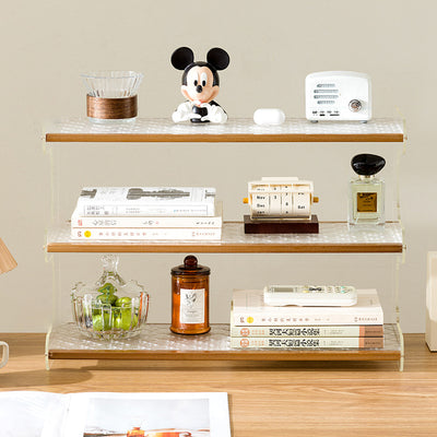 Modern Minimalist Rectangular Bamboo Acrylic Acrylonitrile Butadiene Styrene Bookshelves 2/3/4-Tier For Home Office