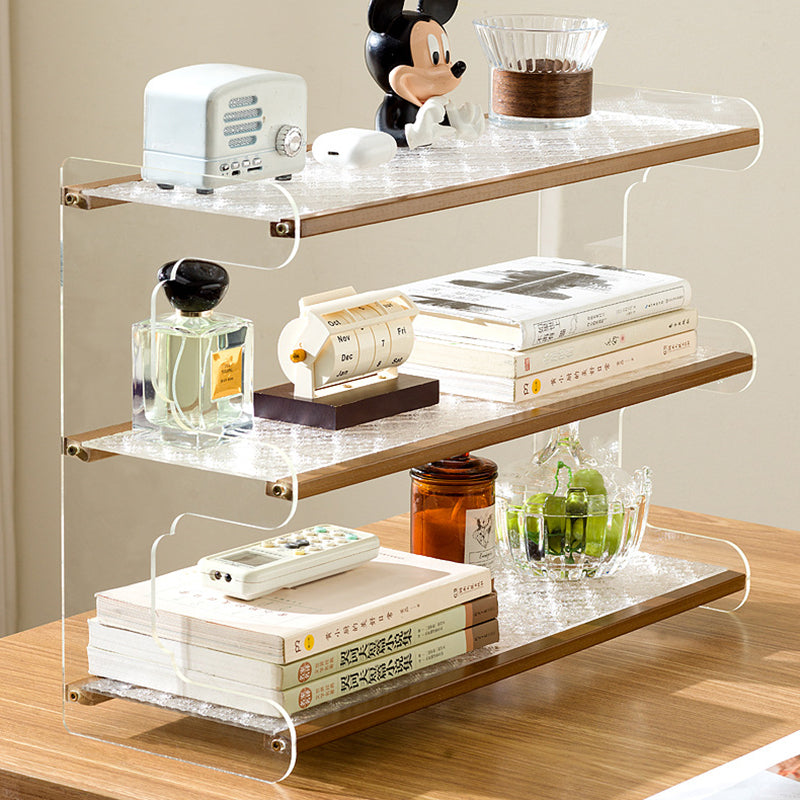 Modern Minimalist Rectangular Bamboo Acrylic Acrylonitrile Butadiene Styrene Bookshelves 2/3/4-Tier For Home Office