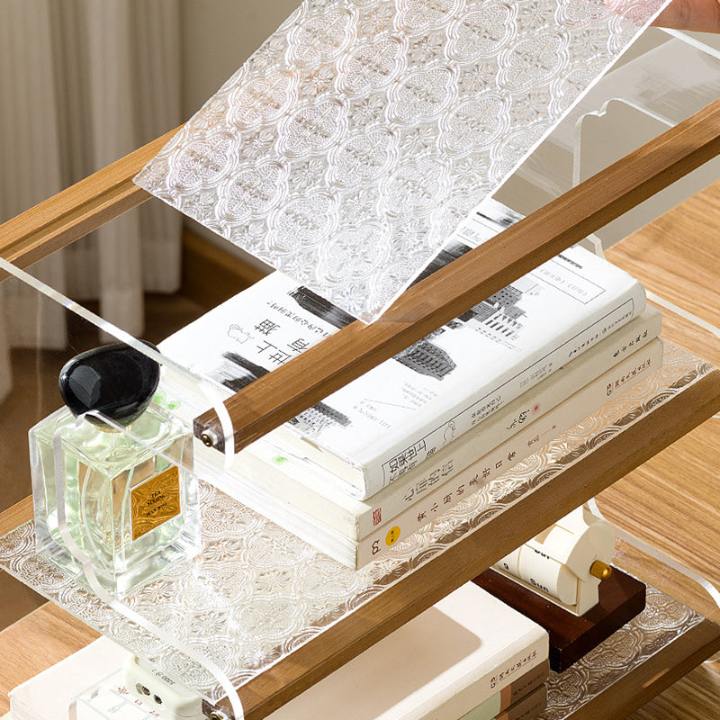 Modern Minimalist Rectangular Bamboo Acrylic Acrylonitrile Butadiene Styrene Bookshelves 2/3/4-Tier For Home Office
